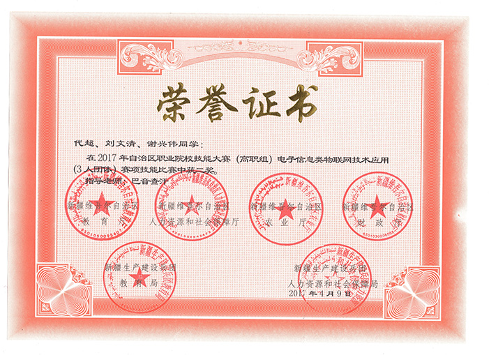 2017年自治區《物聯網技術應用》獎